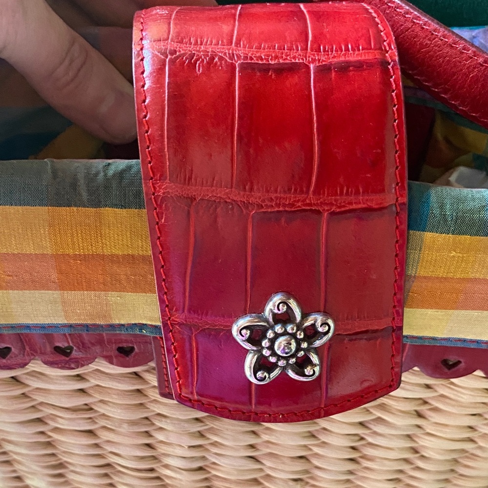Brighton Woven Shoulder Bag with Red and Plaid - Picture 3 of 8